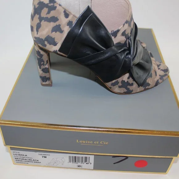 Louise et Cie Lo Idola Open Toe Bootie Heeled Boot Leopard Women Shoe 7 NEW FLAW - Picture 11 of 13
